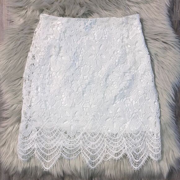 She + Sky Floral Lace Bodycon Skirt - Picture 1 of 5